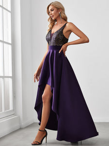 Color=Dark Purple | Sexy Backless Sparkly Prom Dresses For Women With Irregular Hem-Dark Purple 4