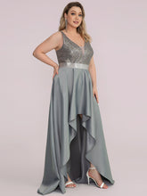Load image into Gallery viewer, Color=Grey | Sexy Backless Sparkly Prom Dresses For Women With Irregular Hem-Grey 8