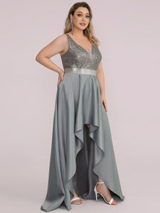 Color=Grey | Sexy Backless Sparkly Prom Dresses For Women With Irregular Hem-Grey 8