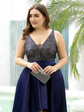 Load image into Gallery viewer, Color=Navy Blue | Sparkly Plus Size Prom Dresses For Women With Irregular Hem-Navy Blue 5