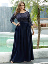 Load image into Gallery viewer, Color=Navy Blue | Women&#39;S Long Tulle &amp; Sequin Evening Dresses For Mother Of The Bride-Navy Blue 1