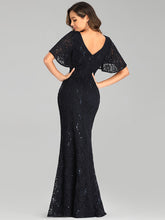 Load image into Gallery viewer, Color=Navy Blue | Elegant Ruffle Sleeves Mermaid Lace Evening Dresses With Beads-Navy Blue 2