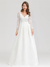 Load image into Gallery viewer, Color=White | Women&#39;S A-Line Lace Long Sleeves Wedding Dresses Ep00707-White 10