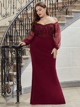 Load image into Gallery viewer, Color=Burgundy | Women&#39;S Fashion Off Shoulder Sequin Evening Dress-Burgundy 8