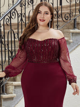 Load image into Gallery viewer, Color=Burgundy | Women&#39;S Fashion Off Shoulder Sequin Evening Dress-Burgundy 10
