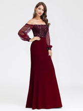 Load image into Gallery viewer, Color=Burgundy | Women&#39;S Fashion Off Shoulder Sequin Evening Dress-Burgundy 3