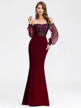 Load image into Gallery viewer, Color=Burgundy | Women&#39;S Fashion Off Shoulder Sequin Evening Dress-Burgundy 1
