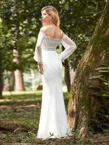 Color=Cream | Women'S Fashion Off Shoulder Sequin Evening Dress-Cream 2