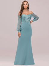 Load image into Gallery viewer, Color=Dusty Blue | Women&#39;S Fashion Off Shoulder Sequin Evening Dress-Dusty Blue 6