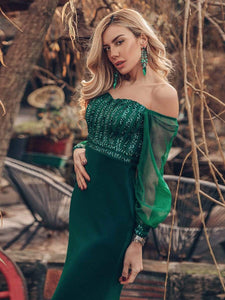 Color=Dark Green | Women'S Fashion Off Shoulder Sequin Evening Dress-Dark Green 2
