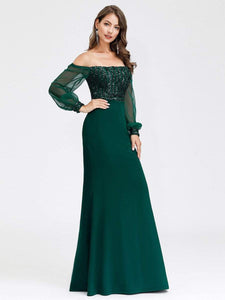 Color=Dark Green | Women'S Fashion Off Shoulder Sequin Evening Dress-Dark Green 9