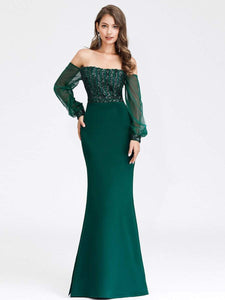 Color=Dark Green | Women'S Fashion Off Shoulder Sequin Evening Dress-Dark Green 10