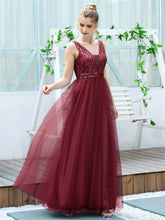 Load image into Gallery viewer, Color=Burgundy | Women&#39;S Fashion A-Line  Floor Length Bridesmaid Dress-Burgundy 4