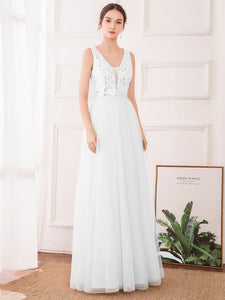 Color=Cream | Women'S Fashion A-Line  Floor Length Bridesmaid Dress-Cream 1