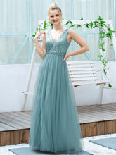 Load image into Gallery viewer, Color=Dusty Blue | Women&#39;S Fashion A-Line  Floor Length Bridesmaid Dress-Dusty Blue 3
