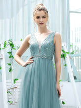 Load image into Gallery viewer, Color=Dusty Blue | Women&#39;S Fashion A-Line  Floor Length Bridesmaid Dress-Dusty Blue 5