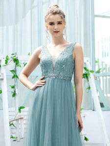 Color=Dusty Blue | Women'S Fashion A-Line  Floor Length Bridesmaid Dress-Dusty Blue 5