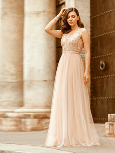 Color=Rose Gold | Women'S Fashion A-Line  Floor Length Bridesmaid Dress-Rose Gold 1