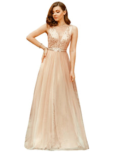 Color=Rose Gold | Women'S Fashion A-Line  Floor Length Bridesmaid Dress-Rose Gold 4