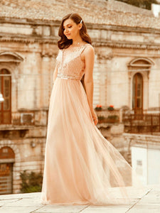 Color=Rose Gold | Women'S Fashion A-Line  Floor Length Bridesmaid Dress-Rose Gold 5