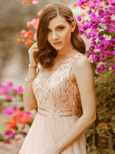 Color=Rose Gold | Women'S Fashion A-Line  Floor Length Bridesmaid Dress-Rose Gold 8