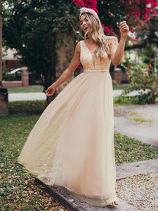 Color=Rose Gold | Women'S Fashion A-Line  Floor Length Bridesmaid Dress-Rose Gold 10