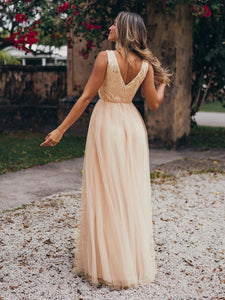 Color=Rose Gold | Women'S Fashion A-Line  Floor Length Bridesmaid Dress-Rose Gold 11