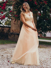 Load image into Gallery viewer, Color=Rose Gold | Women&#39;S Fashion A-Line  Floor Length Bridesmaid Dress-Rose Gold 12
