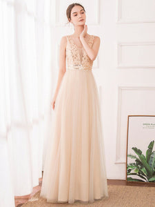 Color=Rose Gold | Women'S Fashion A-Line  Floor Length Bridesmaid Dress-Rose Gold 17