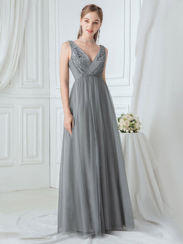Efashiongirl Ever-Pretty Women's Double V-Neck Floral Appliques Evening Dress EP00718