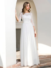 Load image into Gallery viewer, Colo=Cream | Elegant Round Neckline Tulle Wedding Dresses With Floral Lace-Colo=Cream 4