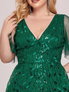 Color=Dark Green | Glamorous Short Ruffle Sleeves A Line Wholesale Dresses-Dark Green 10