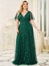 Load image into Gallery viewer, Color=Dark Green | Glamorous Short Ruffle Sleeves A Line Wholesale Dresses-Dark Green 8
