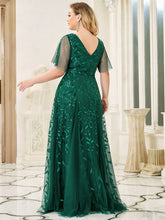Load image into Gallery viewer, Color=Dark Green | Glamorous Short Ruffle Sleeves A Line Wholesale Dresses-Dark Green 9