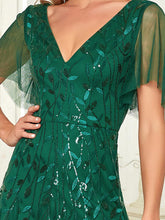 Load image into Gallery viewer, Color=Dark Green | Glamorous Short Ruffle Sleeves A Line Wholesale Dresses-Dark Green 5