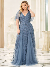Load image into Gallery viewer, Color=Dusty Navy | Glamorous Short Ruffle Sleeves A Line Wholesale Dresses-Dusty Navy 7