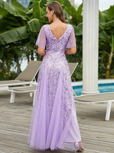 Load image into Gallery viewer, Color=Lavender | Glamorous Short Ruffle Sleeves A Line Wholesale Dresses-Lavender 2