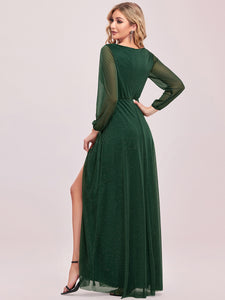Color=Dark Green | Women'S Sexy V-Neck Long Sleeve Evening Dress-Dark Green 5