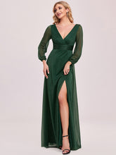 Load image into Gallery viewer, Color=Dark Green | Women&#39;S Sexy V-Neck Long Sleeve Evening Dress-Dark Green 6
