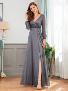 Efashiongirl Ever-Pretty Women's Sexy V-Neck Long Sleeve Evening Dresses EP00739