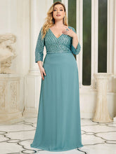 Load image into Gallery viewer, Color=Dusty blue | Sexy V Neck A-Line Pretty Sequin Evening Dress-Dusty blue 3