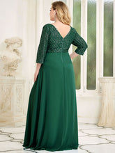 Load image into Gallery viewer, Color=Dark Green | Sexy V Neck A-Line Pretty Sequin Evening Dress-Dark Green 2