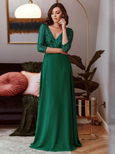 Load image into Gallery viewer, Color=Dark Green | Sexy V Neck A-Line Sequin Evening Dress-Dark Green 3