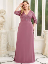 Load image into Gallery viewer, Color=Orchid | Sexy V Neck A-Line Pretty Sequin Evening Dress-Orchid 3