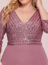 Load image into Gallery viewer, Color=Orchid | Sexy V Neck A-Line Pretty Sequin Evening Dress-Orchid 5
