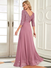 Load image into Gallery viewer, Color=Orchid | Sexy V Neck A-Line Sequin Evening Dress-Orchid 2