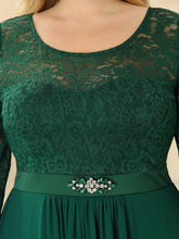 Load image into Gallery viewer, Color=Dark Green | Classic Floal Lace Long Sleeve Wholesale Bridesmaid Dress-Dark Green 5