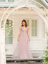 Load image into Gallery viewer, Color=Pink | Women&#39;S A-Line Floral Appliques Wedding Party Bridesmaid Dress Ep00787-Pink 9