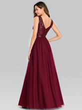 Load image into Gallery viewer, Color=Burgundy | Women&#39;S V-Neck Sequins Dress Patchwork Evening Party Dress-Burgundy 1