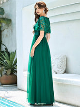 Load image into Gallery viewer, Color=Dark Green | Sequin Print Maxi Long Wholesale Evening Dresses With Cap Sleeve-Dark Green 2